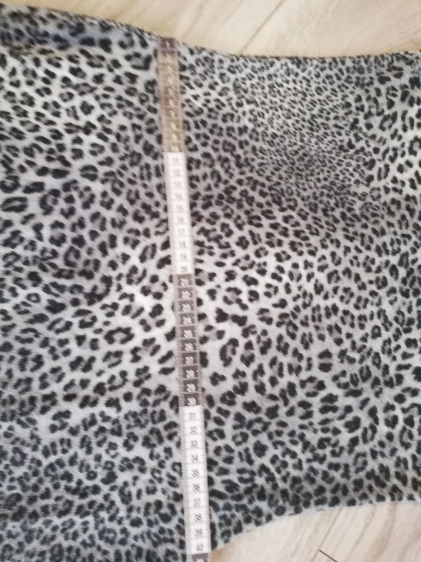 R. M Zara mięciutka ciepła dzianinowa sukienka w panterkę leopard szar