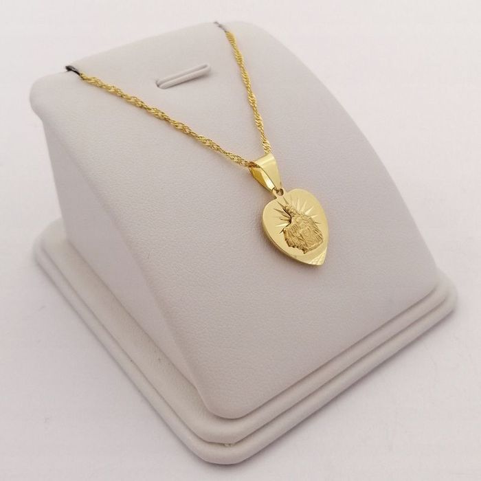 Złoty Łańcuszek + Medalik Serce Szkaplerz+grawer Gratis Prezent Na Chr