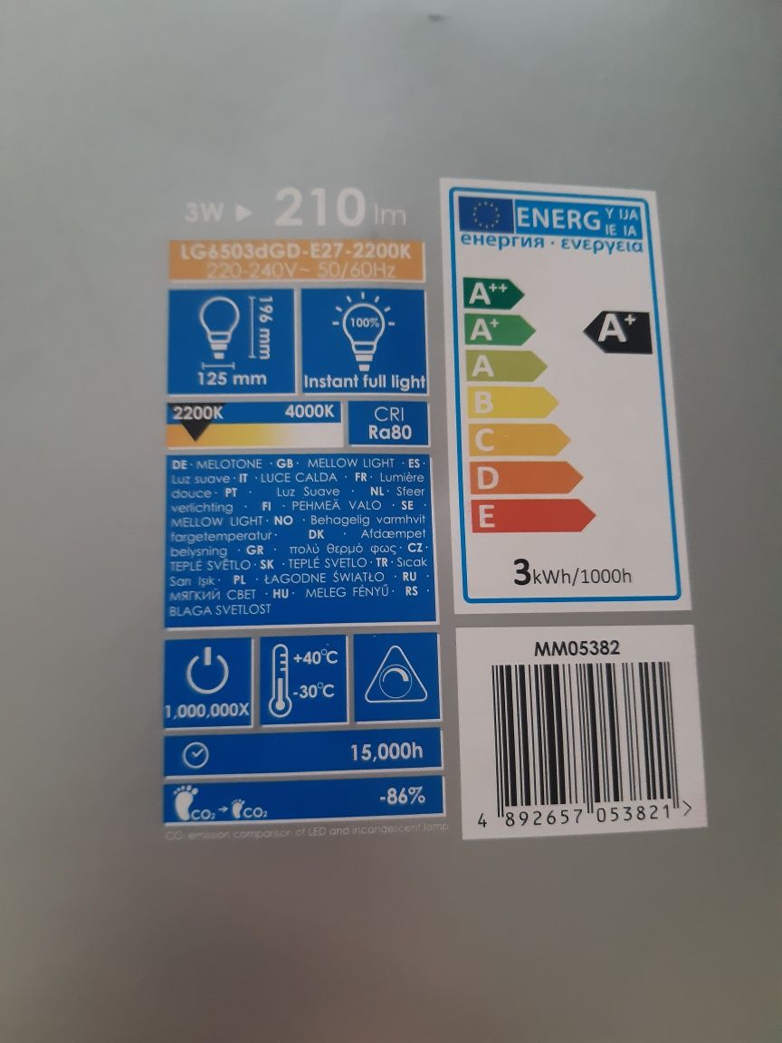 5x żarówka złota duża ozdobna żółta LED 3W lampa oświetlenie