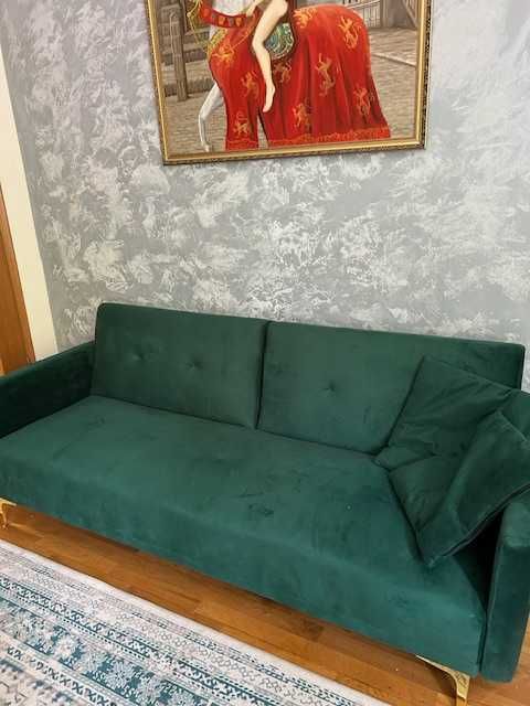 Sofa welurowa zielona
