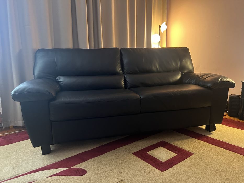 Чорний Шкіряний Диван з натуральної шкіри з Данії