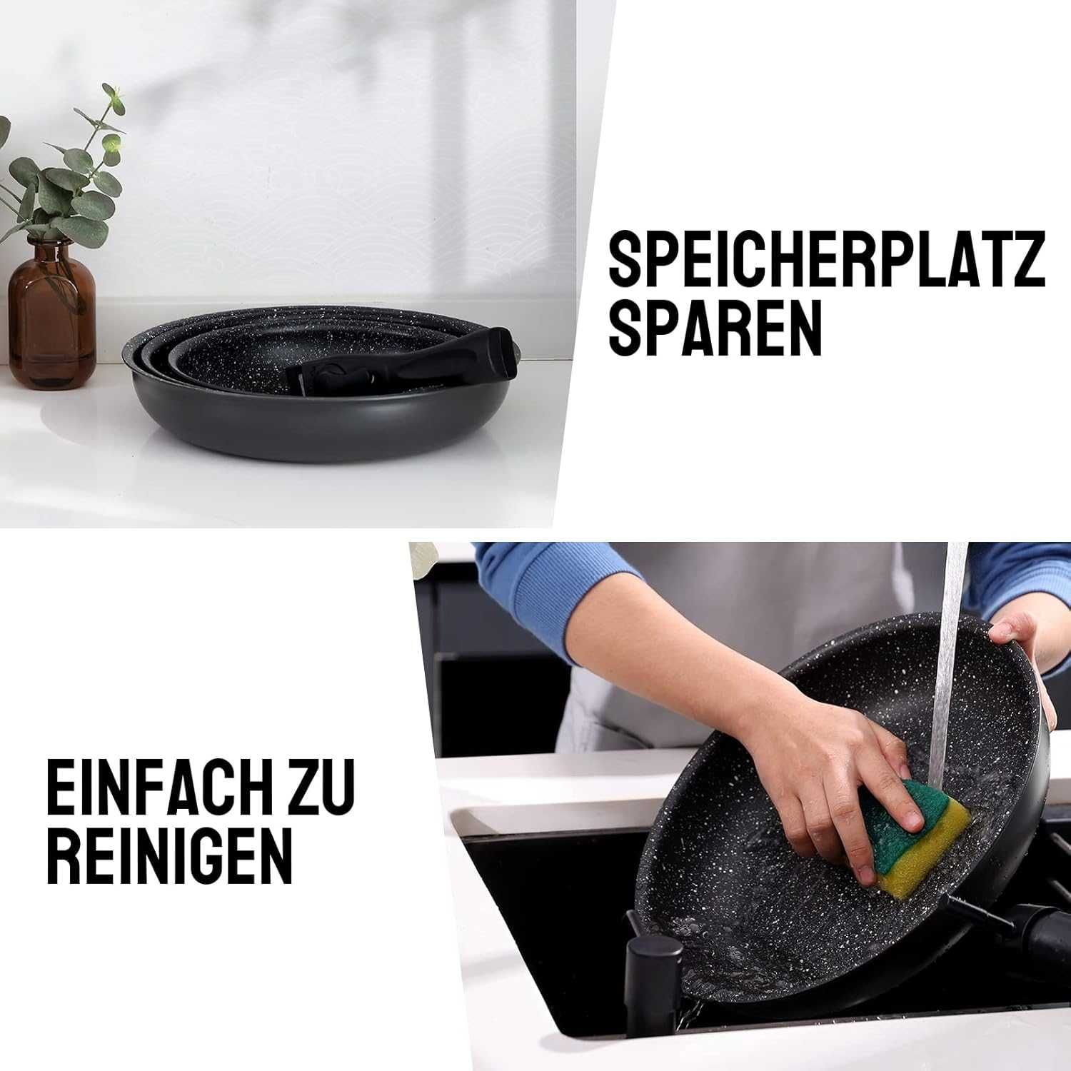 Fadware Zestaw patelni 20 + 24 + 28 cm ze zdejmowanym uchwytem