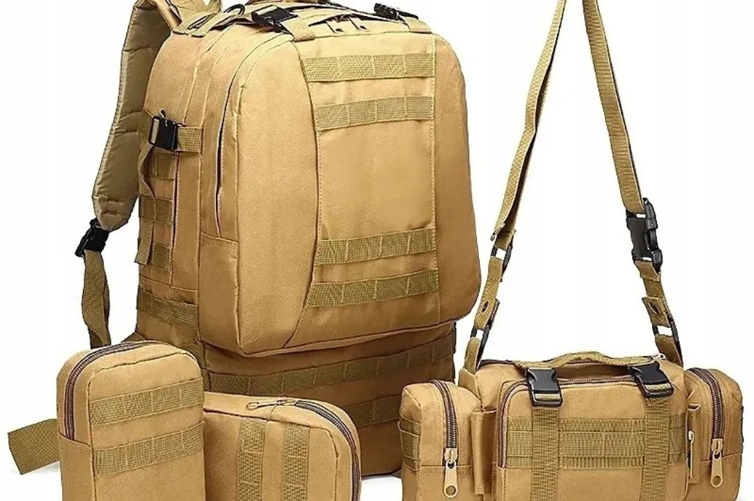 Тактичний рюкзак на 50л з підсумками олива / військовий баул наплічник
