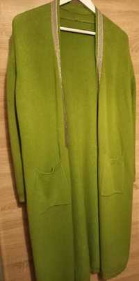 Sweter/kardigan długi zieleń L-XL