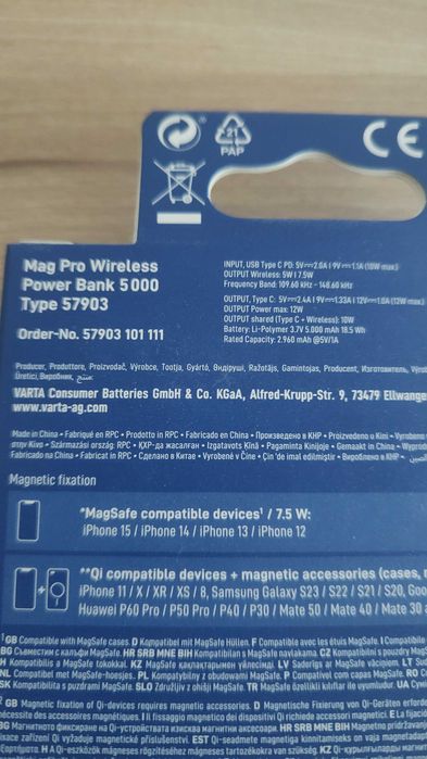 NOWY Varta Powerbank VARTA Mag Pro Wireless 5000mAh, okazja, WYSYŁKA