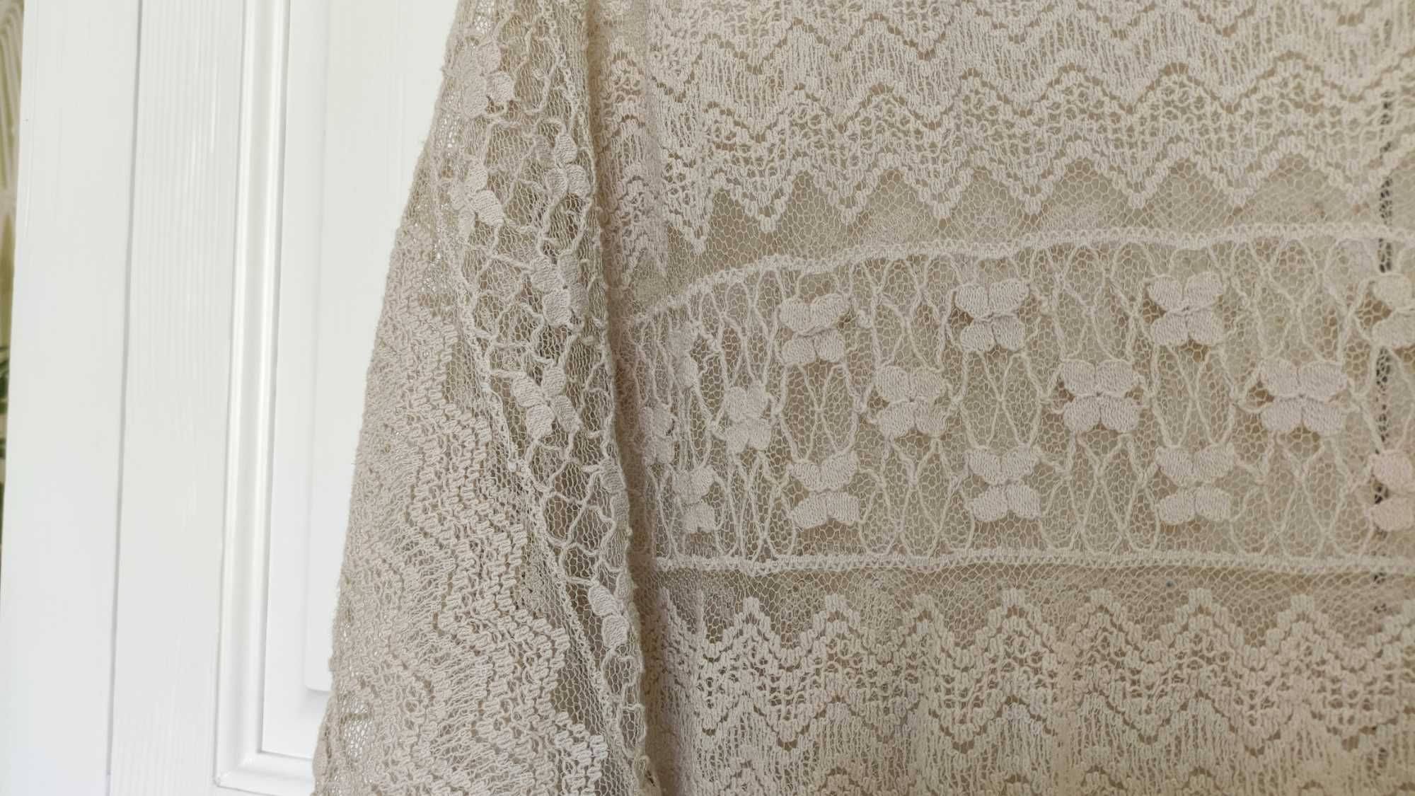 Beżowa koronkowa bluzka, rozmiar S/M/L
