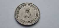 Niemcy Cesarstwo Niemieckie -5 fenig, pfennig 1908 - mennica J