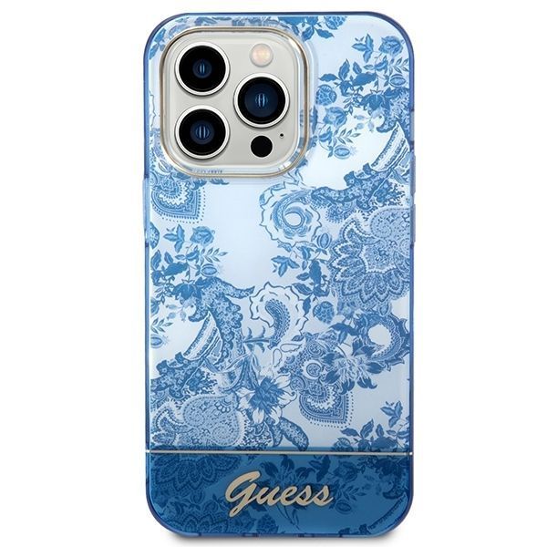 Etui Guess Porcelain Collection iPhone 14 Pro 6,1" Niebieskie