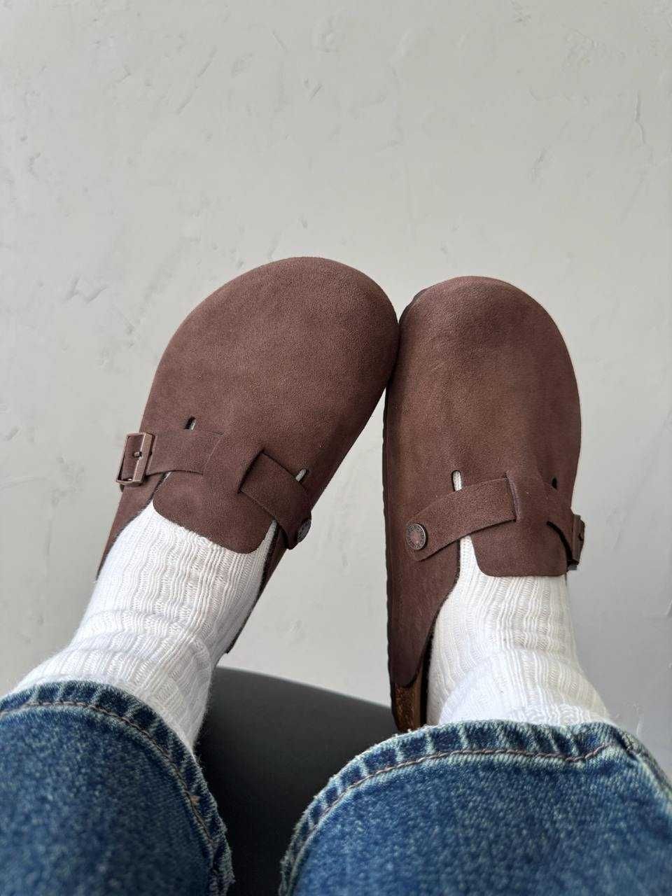 Капці клоги Birkenstock Boston Brown premium