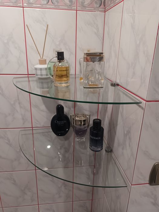 2 półki szklane do łazienki narozne