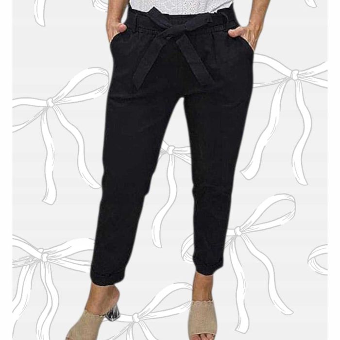 Nowe czarne eleganckie spodnie kokarda M