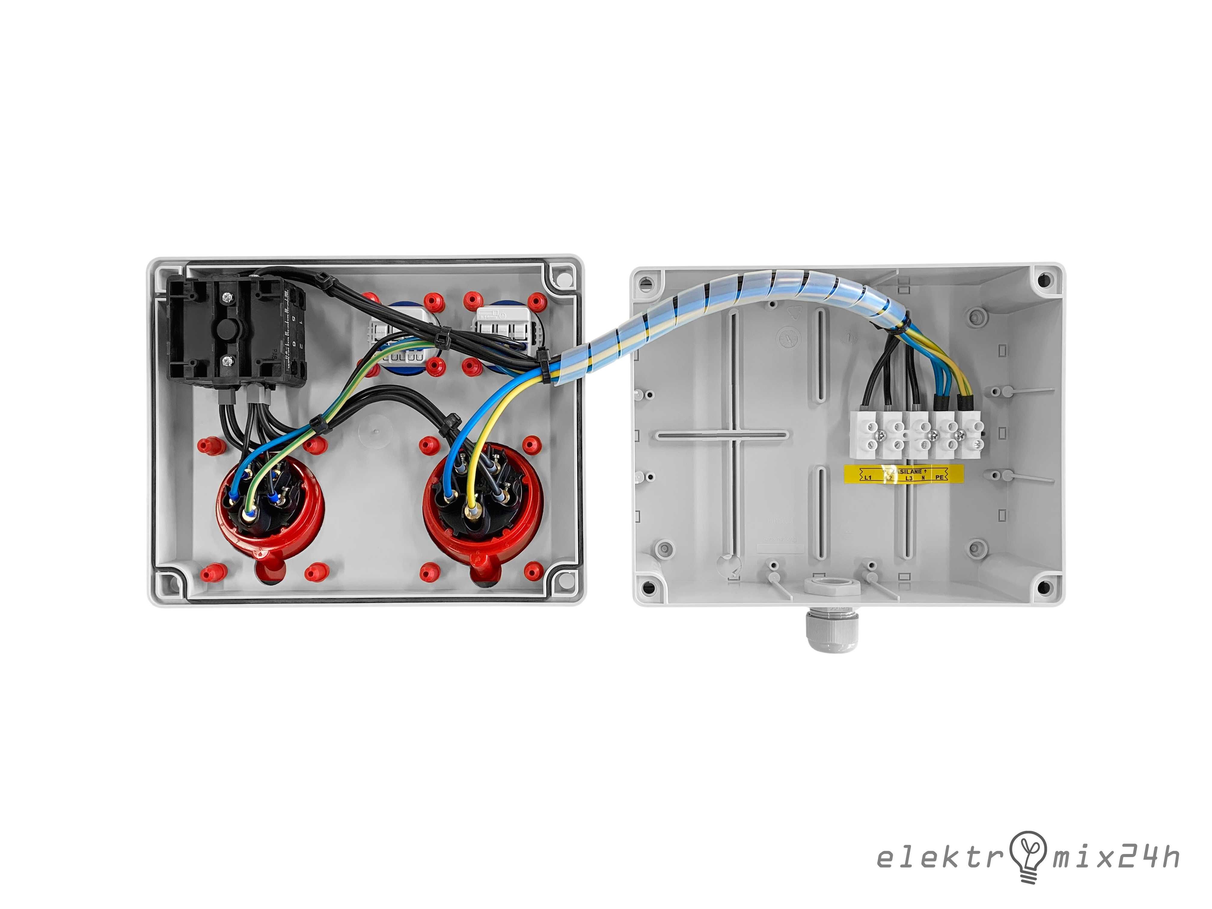 Rozdzielnica elektryczna, gniazda 1x16A/1x32A 5P 400V|2x16A 230V + 0-1