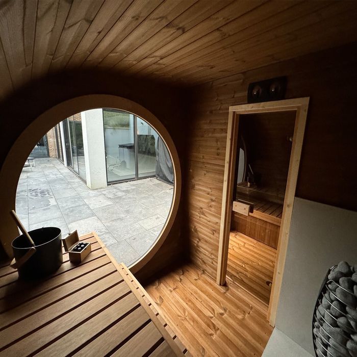 Sauna Ogrodowa owalna 4m x 2,3m Piękna Panorama piec HIT