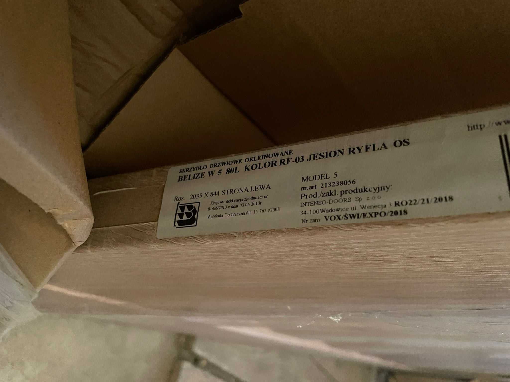 Drzwi wewnętrzne Intenso Belize W-5 Jesion 80 lewe-ośc: 10-12 cm NOWE