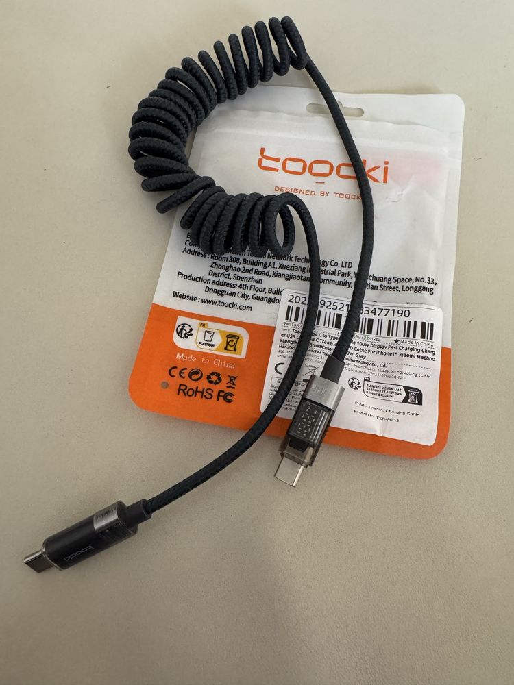 TOOCKI Kabel fast charging 100W.   Usb-C- Usb-C. 1,8 metra.