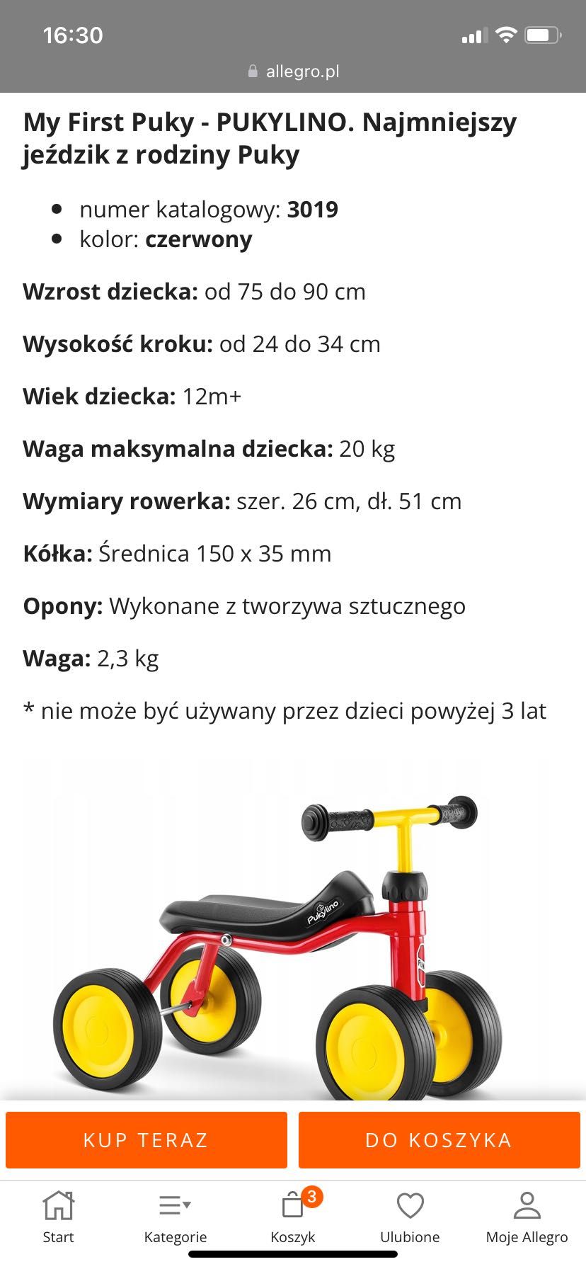 Rowerek, jeździk PUKY, Pukylino