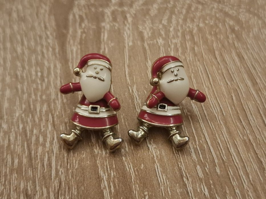 Kolczyki wkręty świąteczne Mikołaje sztyft