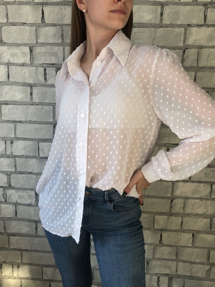 Блуза прозрачная в горошек
