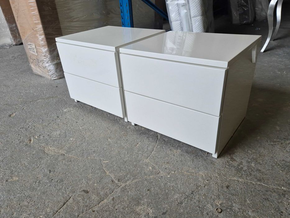 szafki nocne wysoki połysk białe 2 szt