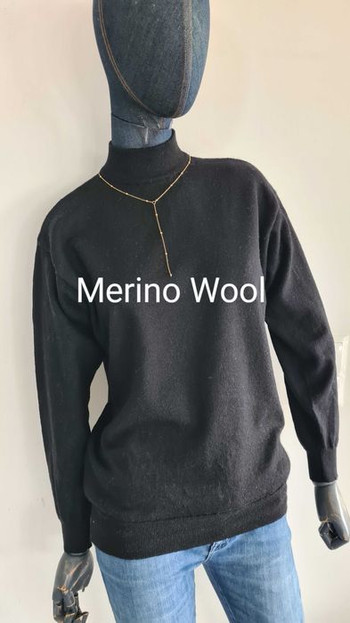 Półgolf golf 100% Merino Wool Wełna. Czarny. Rozmiar 52 L