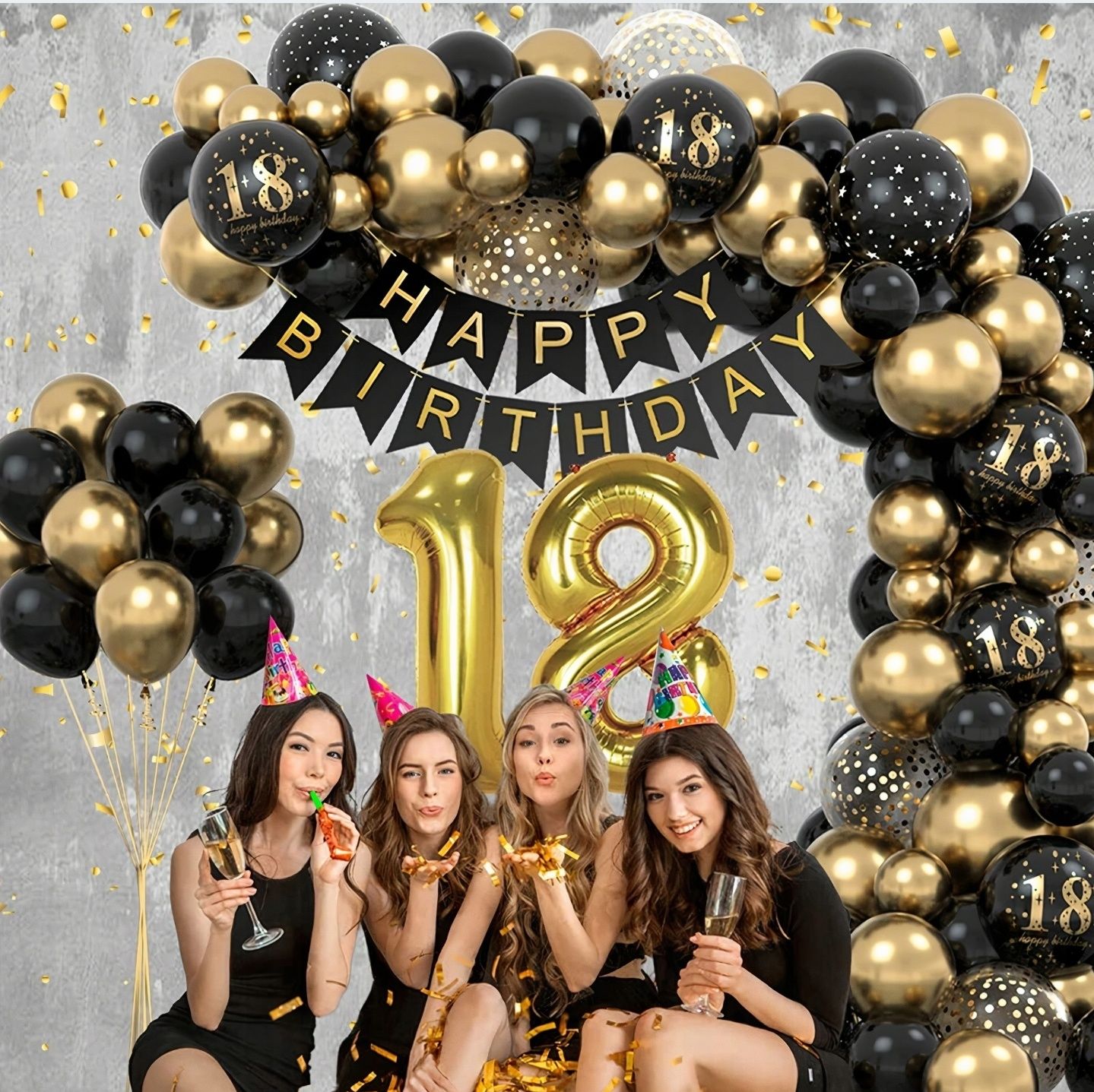 Zestaw balonow na 18 urodziny 18-stka Girlanda Łuk 89 szt
