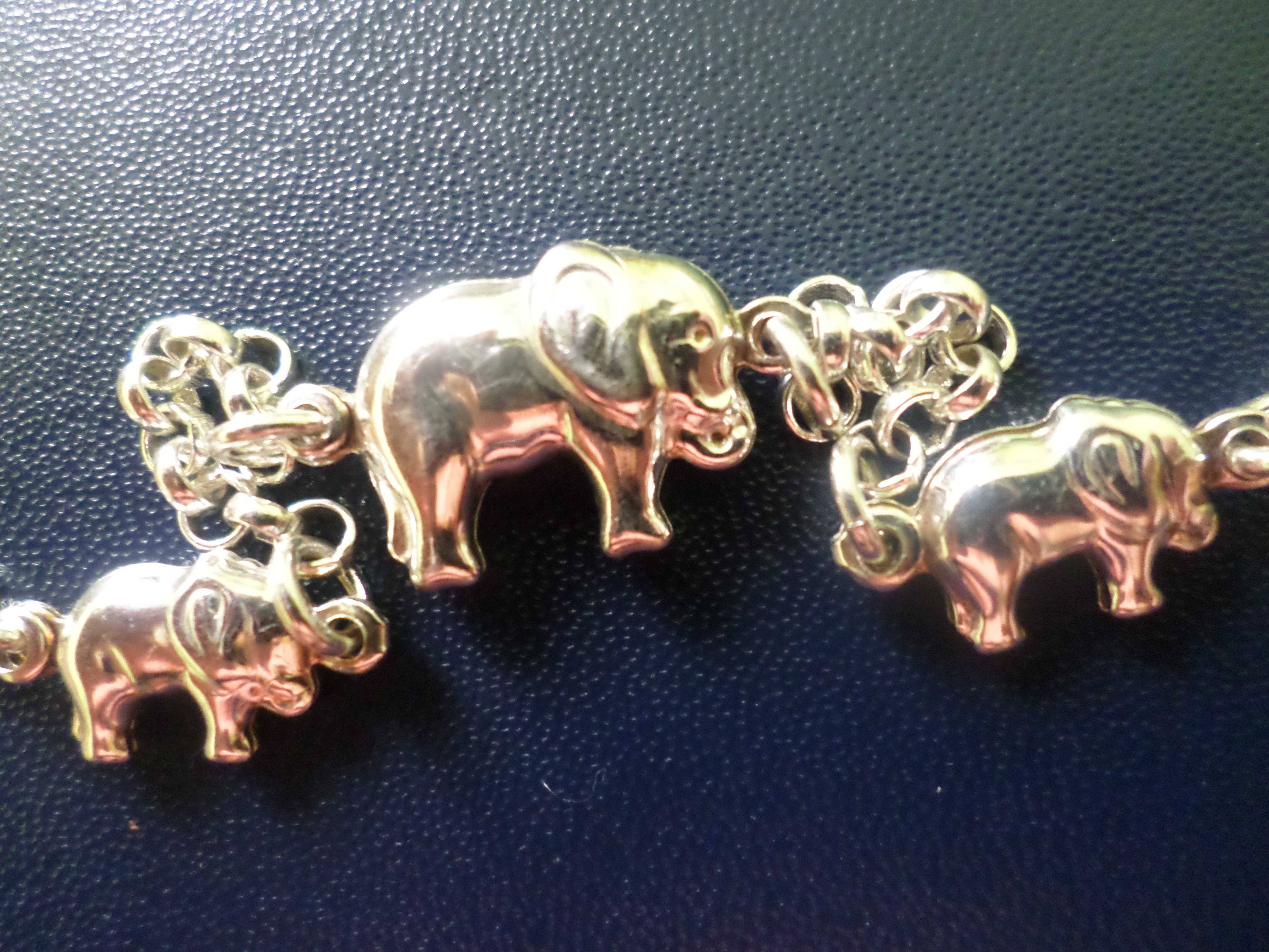 Słonie na szczęście - piękna bransoleta ze srebra 925