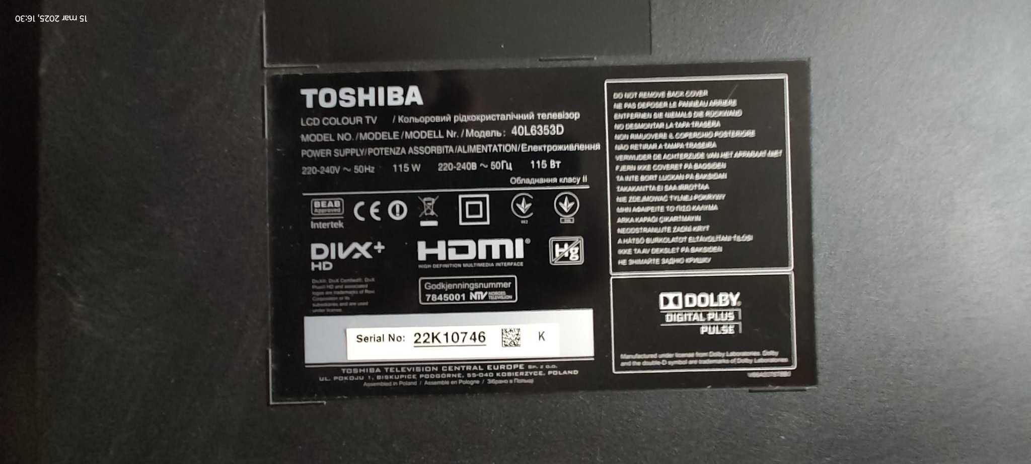 toshiba 40L6353D