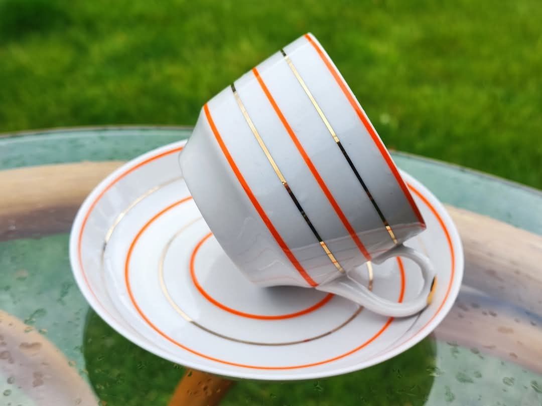 Komplet porcelanowy śniadaniowy ZSRR. Verbilki. Nowe . Vintage.