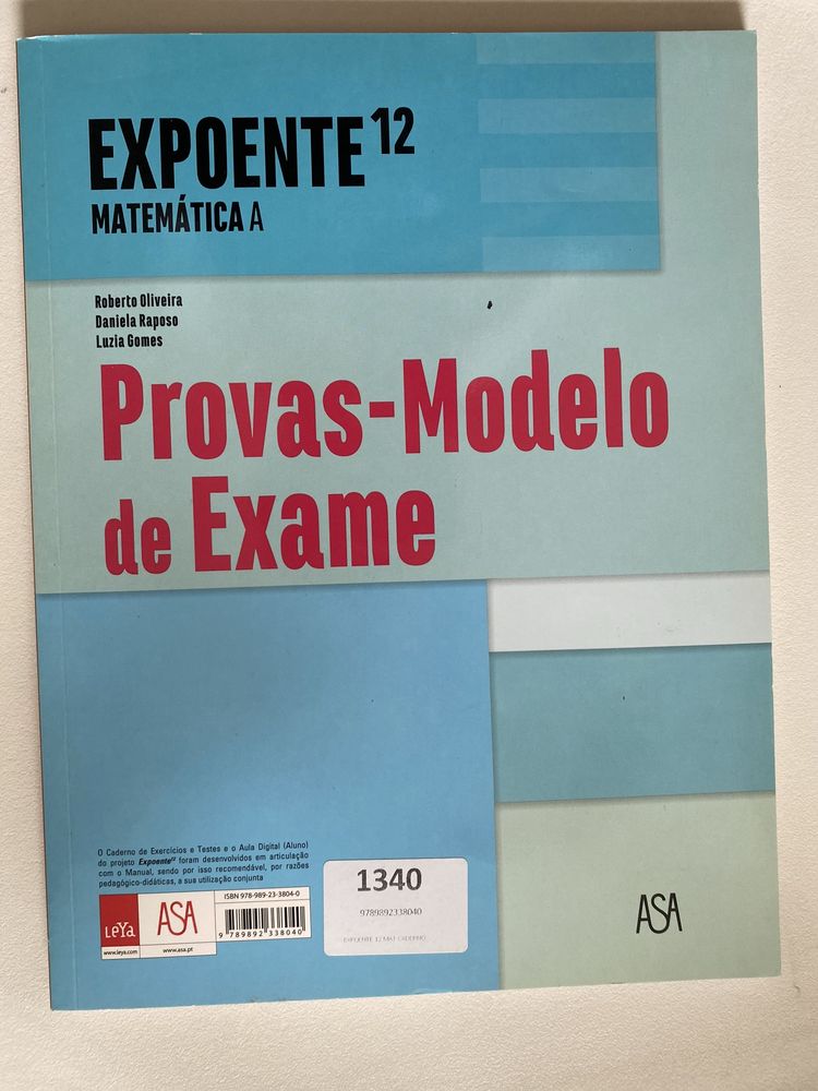Manuais e caderno fichas Matemática Expoente 12Ano