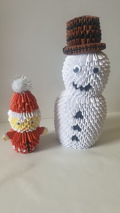 Bałwanek origami ręcznie robiony modułowy