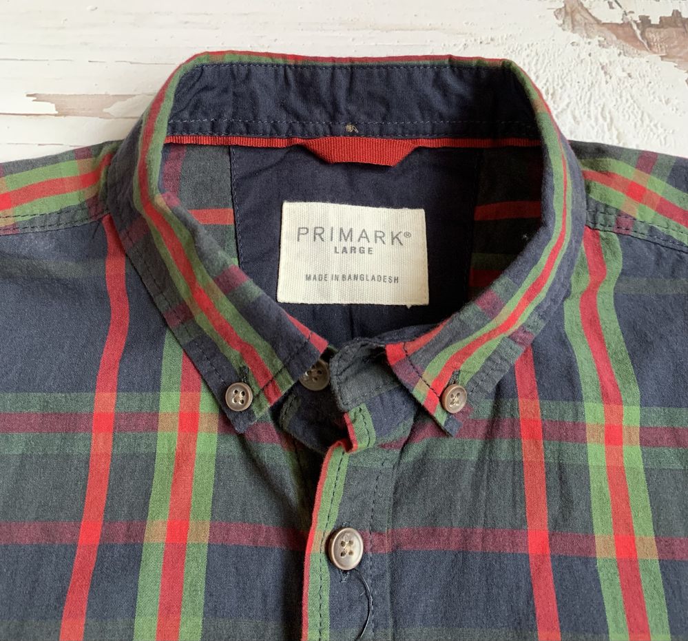 Stylowa Koszula Męska Primark L Regular Krata Tartan Bawełna Nowa !