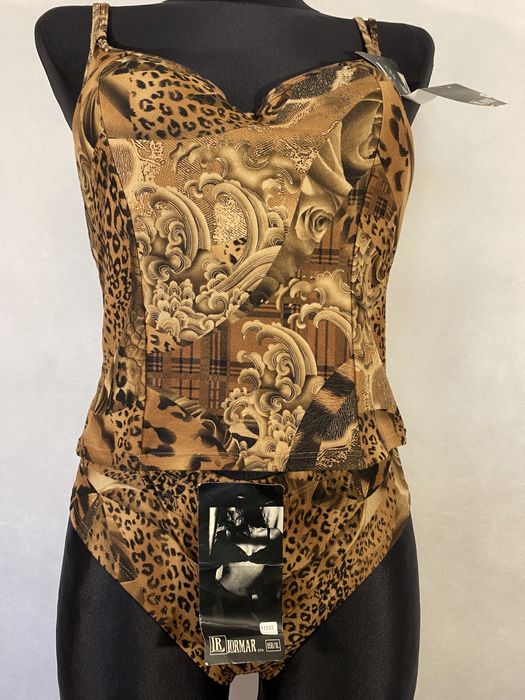 Nowy komplet top majtki 80B brązowy we wzory Lormar panterka