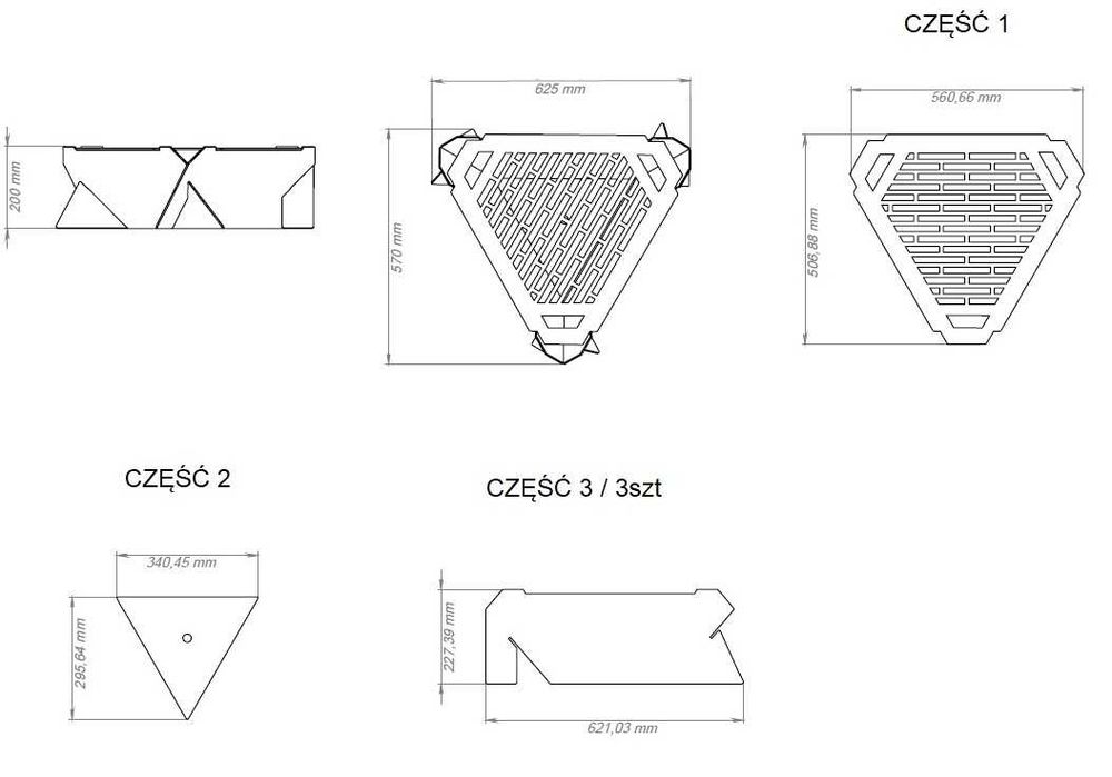 Palenisko ogrodowe stylowe nowoczesne trójkąt ruszt grill zimowy 600mm