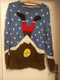 Świąteczny sweter Mikołaj w kominie XL Boże narodzenie hit