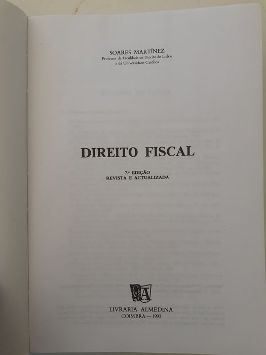 Livro Direito Fiscal de Soares Martinez