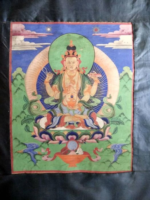 Tybetańska tanka Avalokiteśvara. 19 wiek. 70x44,5 cm