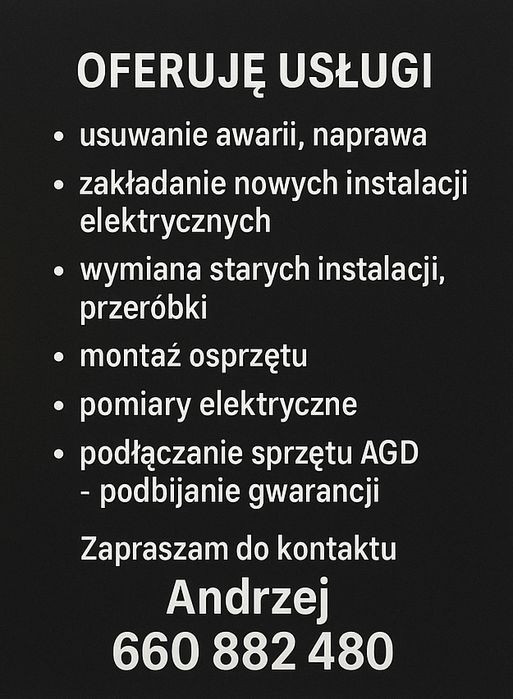 Elektryk- usługi elektryczne, montaż płyt indukcyjnych