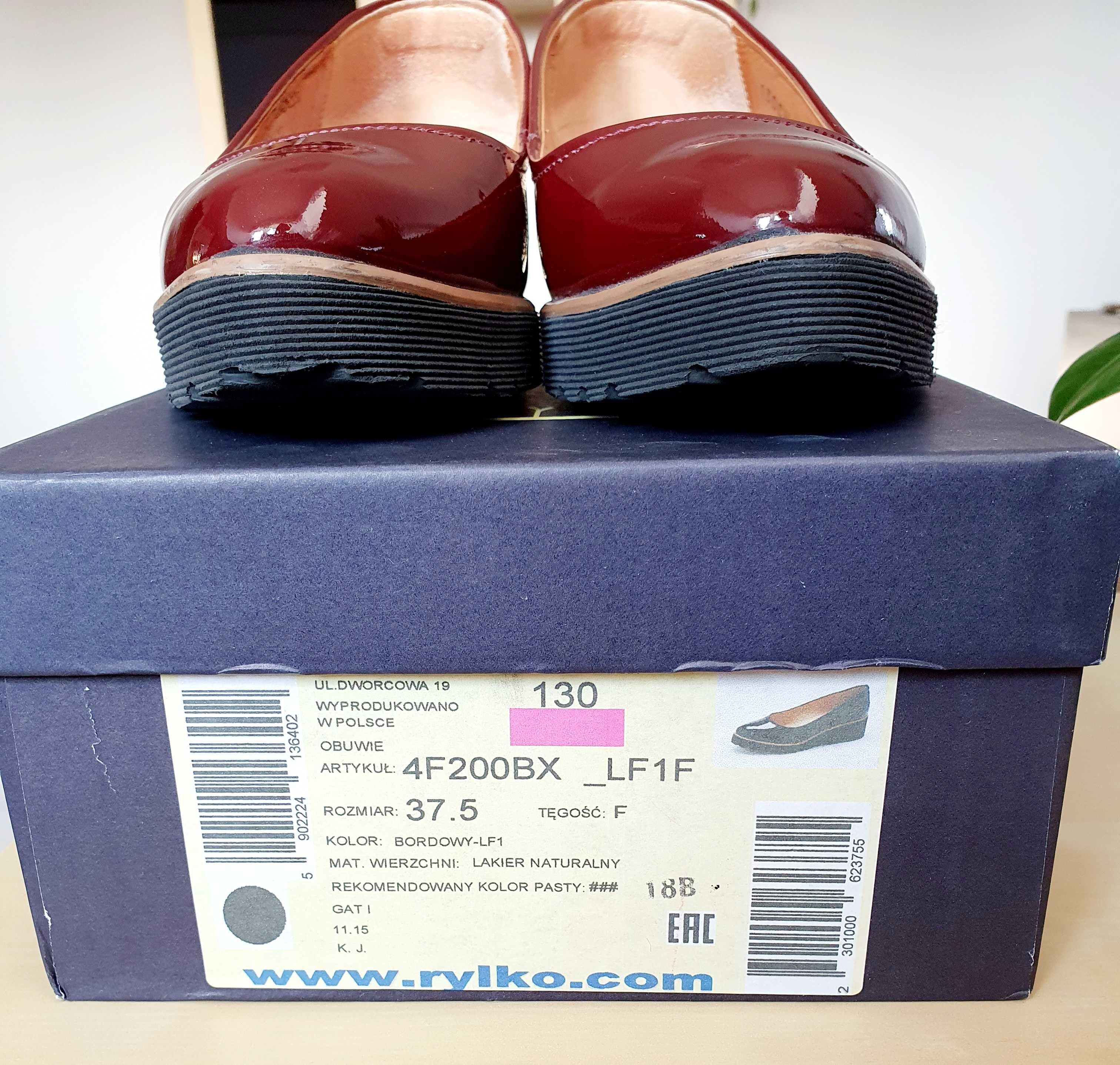 Buty czółenka lakierki RYŁKO kolor bordowy/czerwony rozmiar 37,5