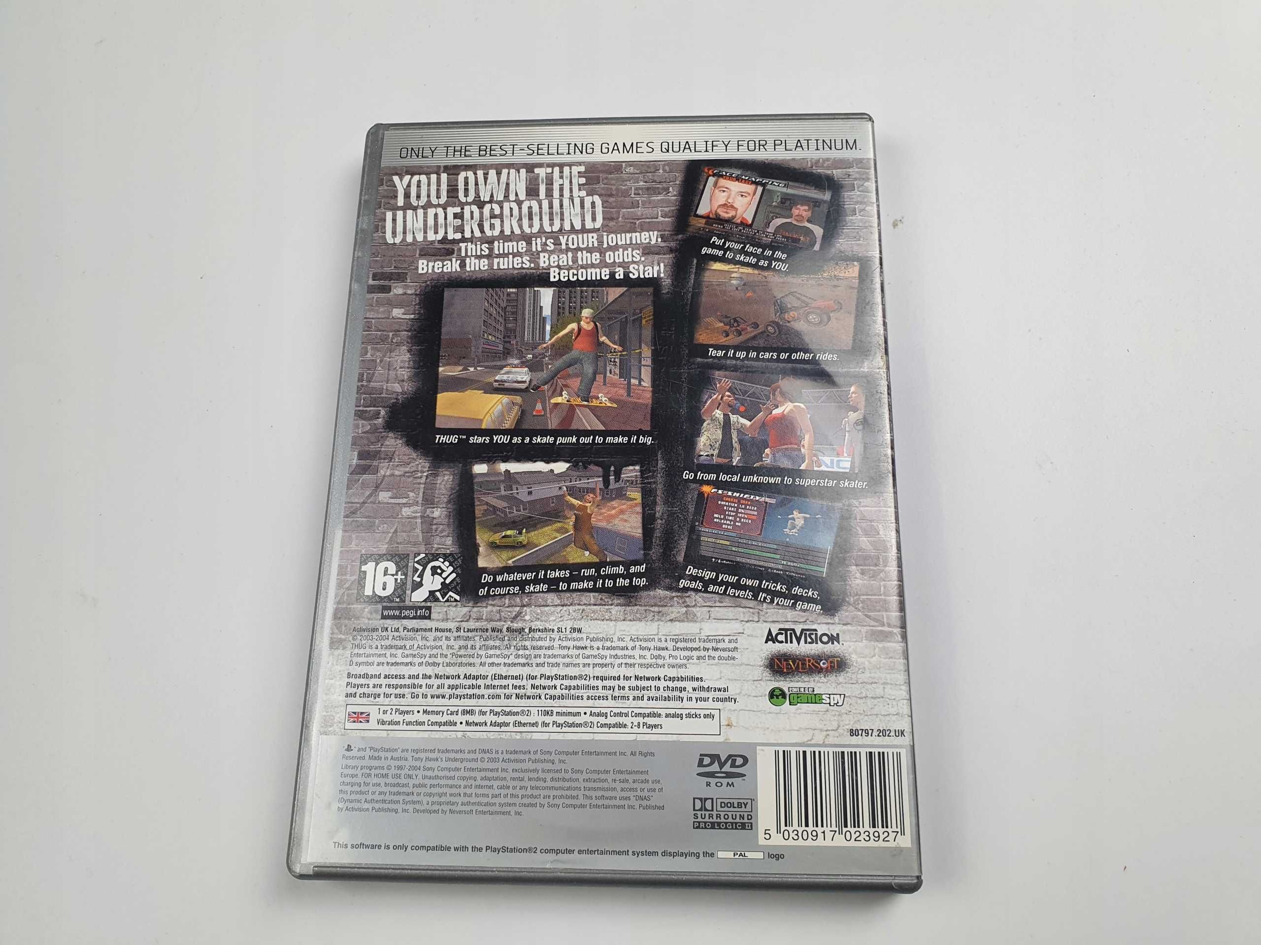 ps2 tony hawk underground