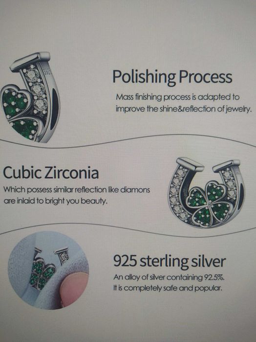 Charms srebrny NOWY koniczynka