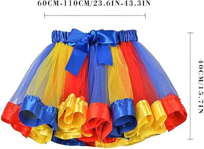 Flovel Damska spódnica tutu, warstwowa, tęczowa, tiulowa, spódnica,