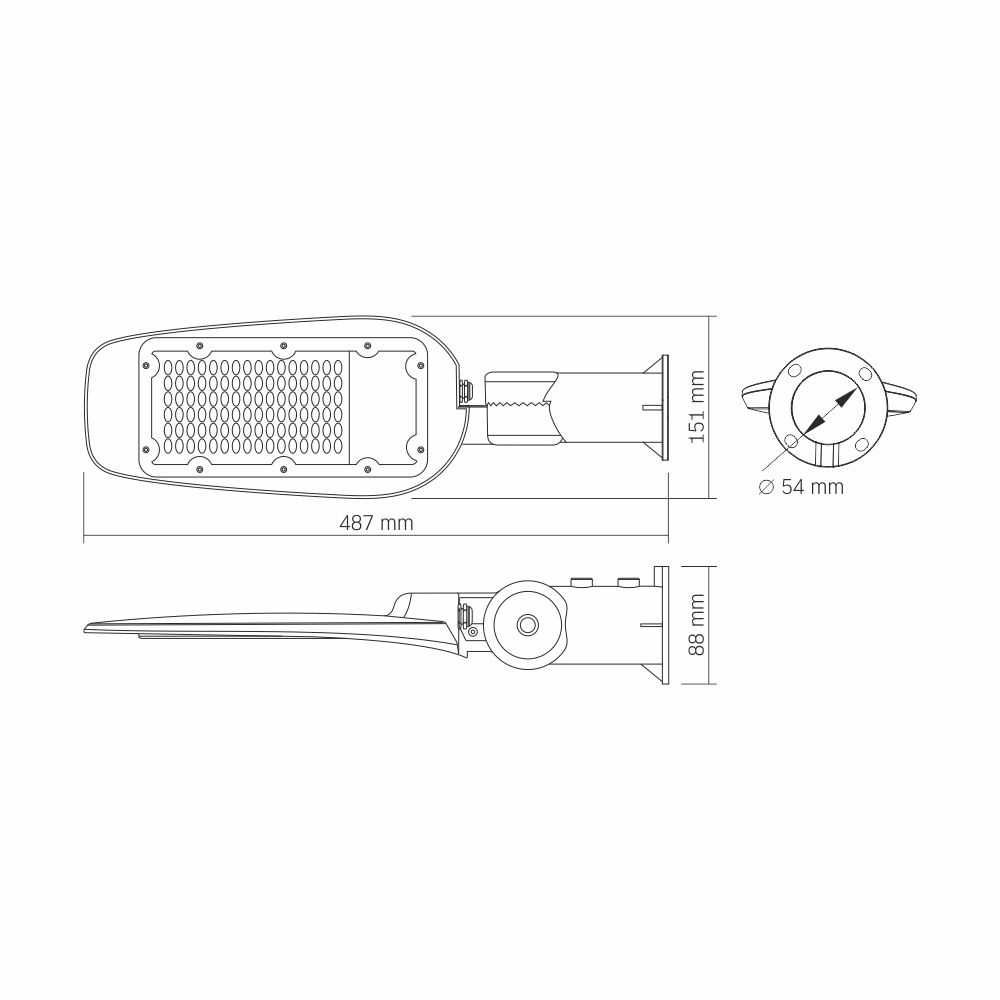 Lampa uliczna LED Videx obrotowa 30W/50W/100W/150W 5000K