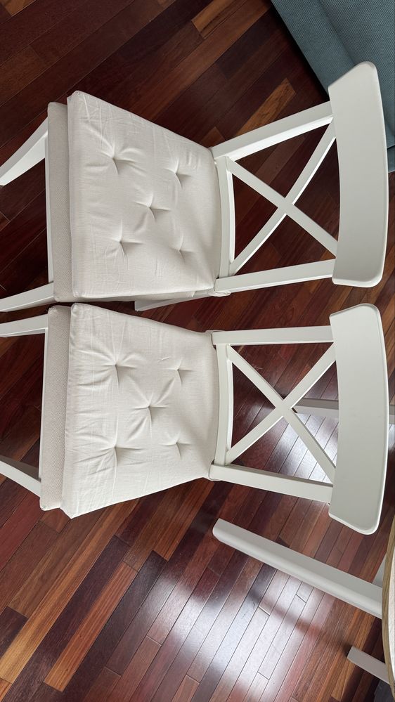 Ikea INGOLF dwa krzesła, biały/Hallarp beżowy