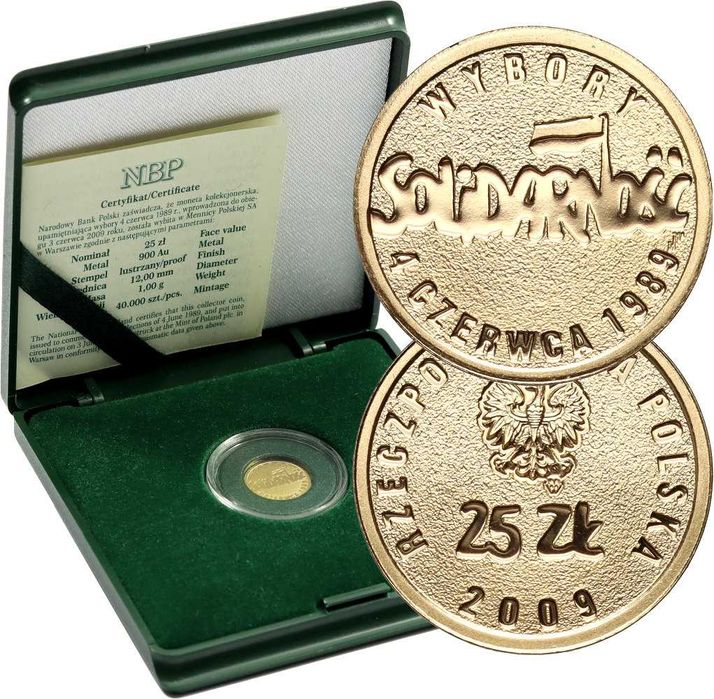 25 zł Solidarność Wybory 4 Czerwca Mennicza 1g Au Na Prezent