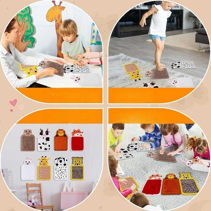 Maty Sensoryczne Zwierzątka 8szt Futerko