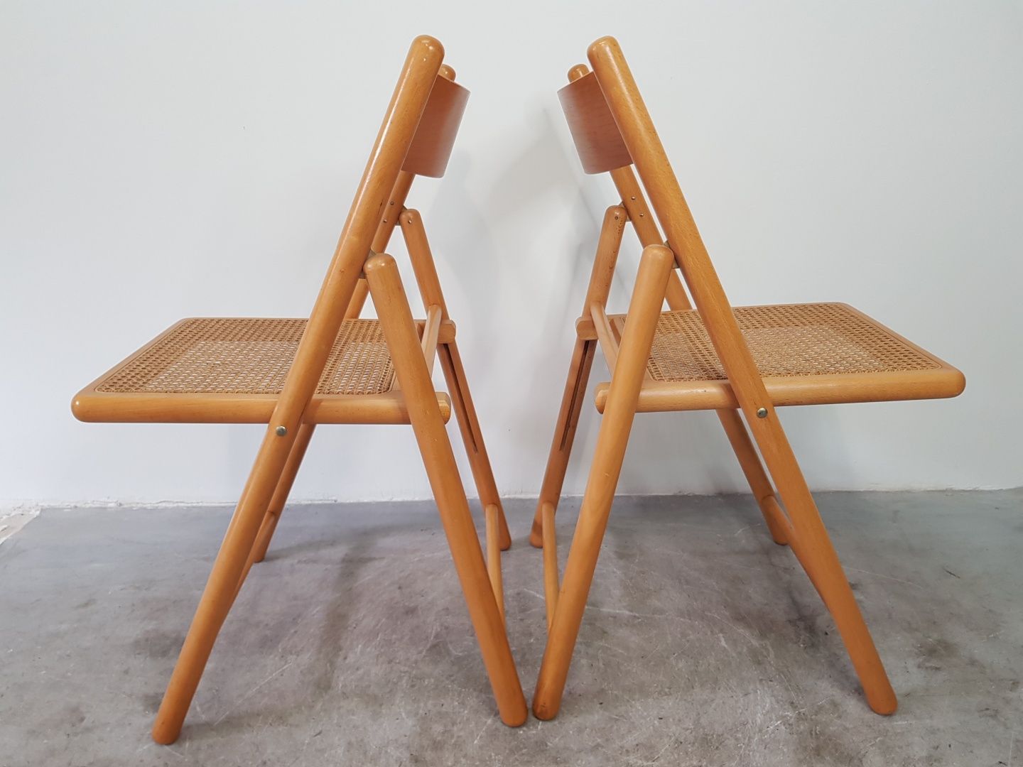 Krzesła Składane Rafia Rattan Marcel Breuer Vintage - 2 sztuki