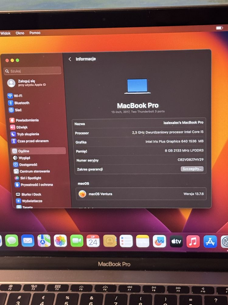 MacBook Pro 2017 13” 8GB i5 256GB SSD