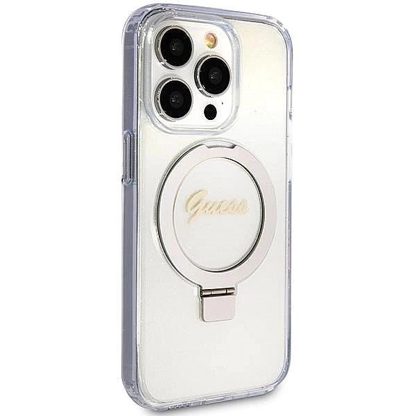 Etui Guess Ring Stand Script Glitter MagSafe na iPhone 15 Pro Max - pr