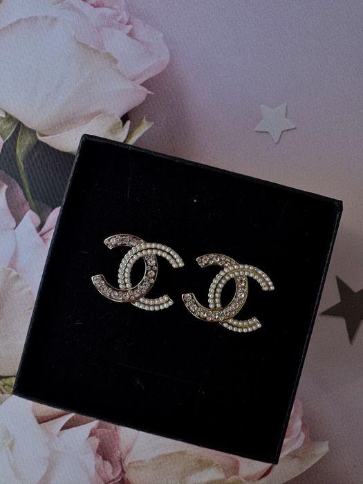 Сережки Chanel, шанель пусети з перлинами, сережки святкові