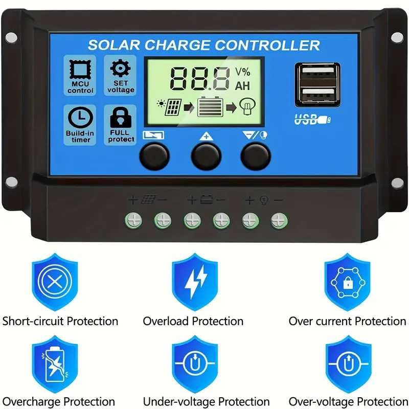 Controlador de Carga Solar 12V/24V  100A